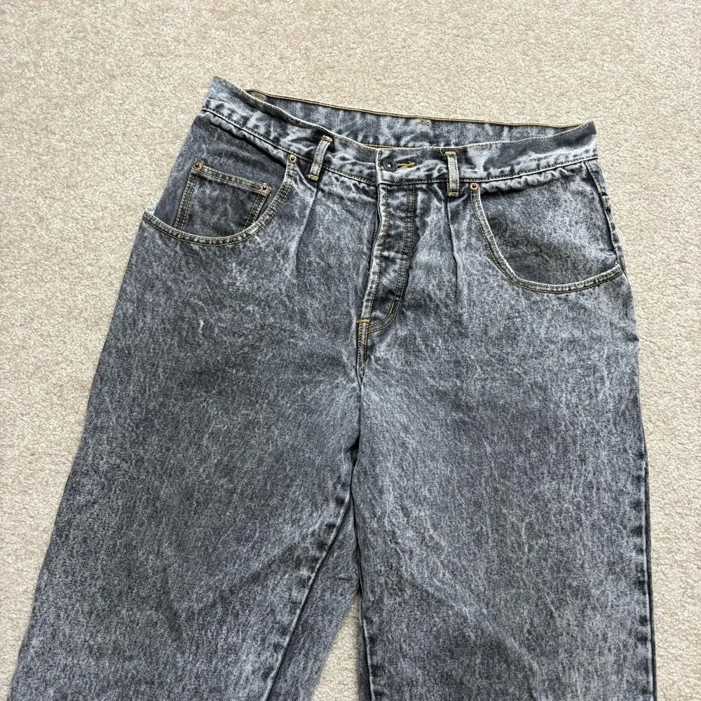 Vtg 80s Gap Jeans 32x30.5 Gray Relaxed Tapered Acid Wash Button Fly Denim Pants